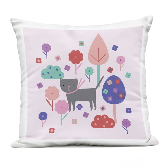 Stupell Industries Pastel Whimsical Cat & Trees Design by Sazerelli Designs Outdoor Printed Pillow