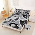 thumbnail image 2 of Castle Fairy Monochrome Camper Pattern Full Size Sheets 4-Piece for Teens, Camouflage Print Bed Sheets for Bedroom, Black Gray, 2 of 6