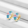 thumbnail image 4 of Vintage Enamel Flowers Cute Huggies Hoop Earrings for Women Classic Colorful Engraved Round Circle Ear Buckle Retro Brincos, 4 of 7