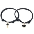 thumbnail image 2 of opvise 1 Pair Couple Bracelet Chic Adjustable Resin Key Heart Lock Chain Bangle for Dating, 2 of 8