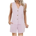 thumbnail image 2 of Bzhegqhd Women's Summer Two-piece Checkered Printed Casual Set with Matching Shorts Linen and Shorts, 2 of 8