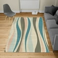 thumbnail image 2 of Vintage Turkish Area Rug, Retro Vibrant Stripes Funky Lines Design Patterns Abstract Print, Soft Carpet for Living Room Decor with Distressed Look, 2.6' x 5', Cadet Blue, by Ambesonne, 2 of 4