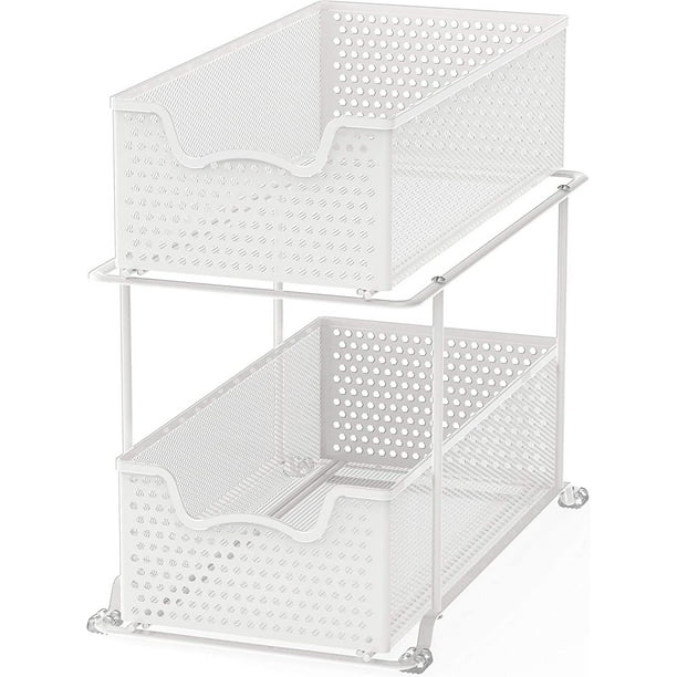 Simple Houseware 2 Tier Sliding Basket Organizer Drawer, White