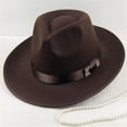 thumbnail image 3 of Hevirgo Sun Visor Men Women Hard Felt Wide Brim Fedora Panama Hat Autumn Vintage Cap, 3 of 3