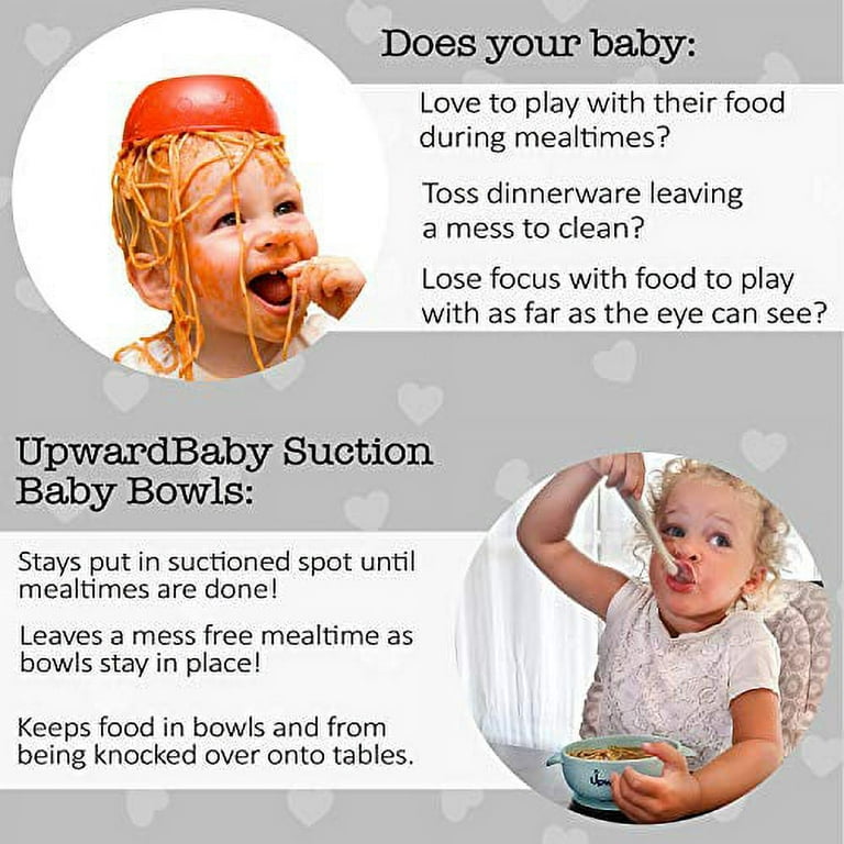 Upward Baby Led Weaning Supplies 6-12 Months Eating Utensils - First Solids  Infant Feeding Set - Suction Bowls Baby Plates Dishes Toddler Spoons and