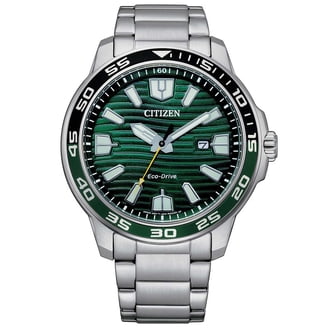 Citizen Eco-Drive Solar, Green Dial Men's Watch with Silver-tone