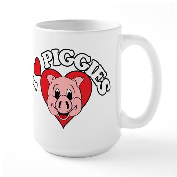 CafePress - I Heart Piggies - 15 oz Ceramic Large White Novelty Mug