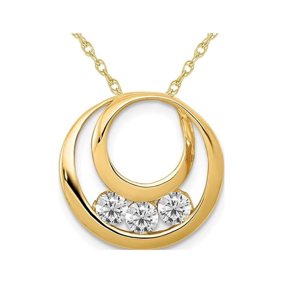 1/3 Carat (Ctw) Lab-Grown Diamond Circle Dangle Pendant Necklace in 14K Yellow Gold with Chain for Women
