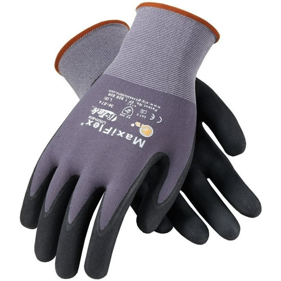 MaxiFlex Nitrile Grip Work Gloves Ultimate - Touchscreen - 3 Count, Small, Black
