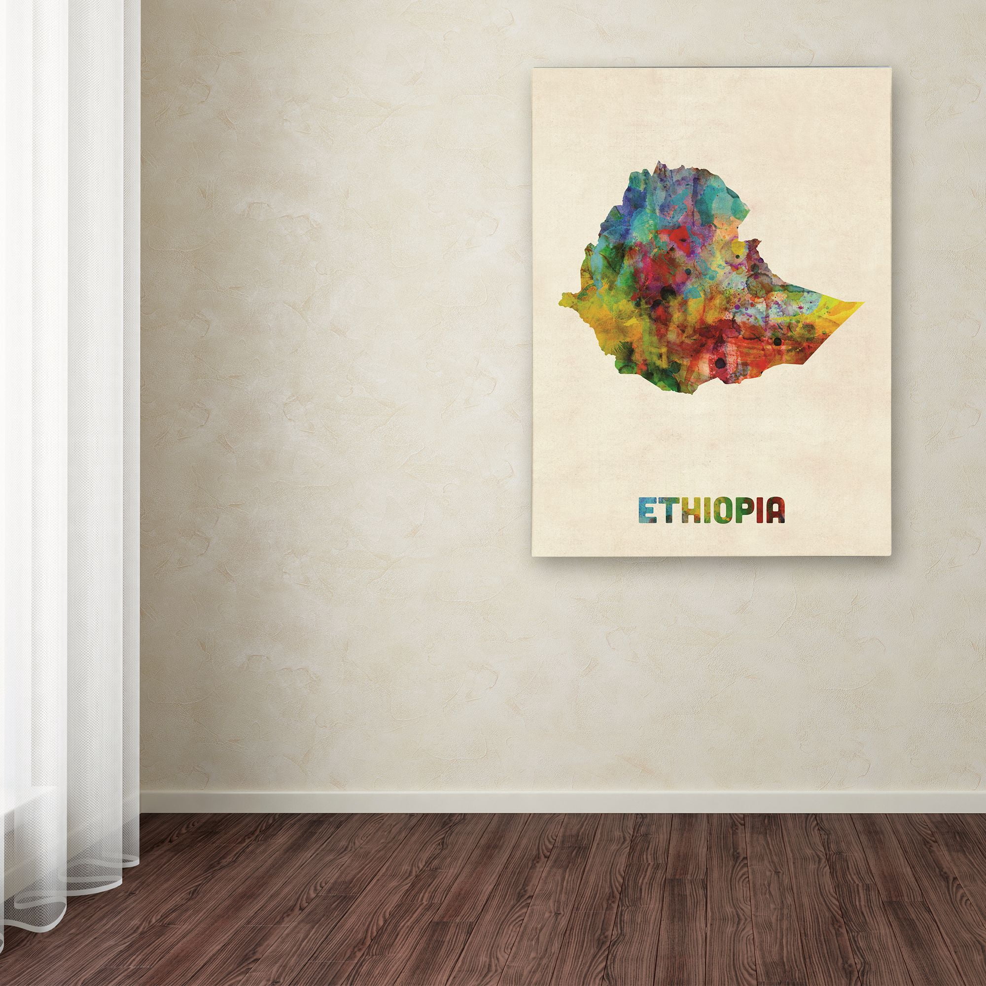 Trademark Fine Art 'Ethiopia Watercolor Map' Canvas Art by Michael Tompsett