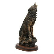 Ebros Howling Wolf Statue 10.5 Tall Alpha Wolf Pack Figurine in Faux Bronze