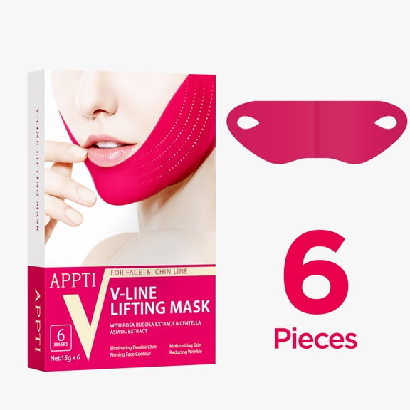 Professional APPTI Red V-Line Lifting Facial Mask, 6-Piece Set for Enhanced Jawline Contouring, Skin Firming & Elasticity