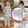 thumbnail image 5 of Yuncity Girls Pajamas Halloween Fall Crew Neck Long Pants Pajama Set Cozy Loungewear Soft Nightwear Casual Sleepwear Size 2-3 Years White, 5 of 8
