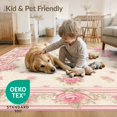 thumbnail image 4 of ODIKA 5'x7' Washable Area Rug Easy Care, Non-Shedding, Pet Friendly, Pink Coquette Ribbon Motif Vintage Cluster Round Shaped for Small Living Room, Bedroom, 4 of 7