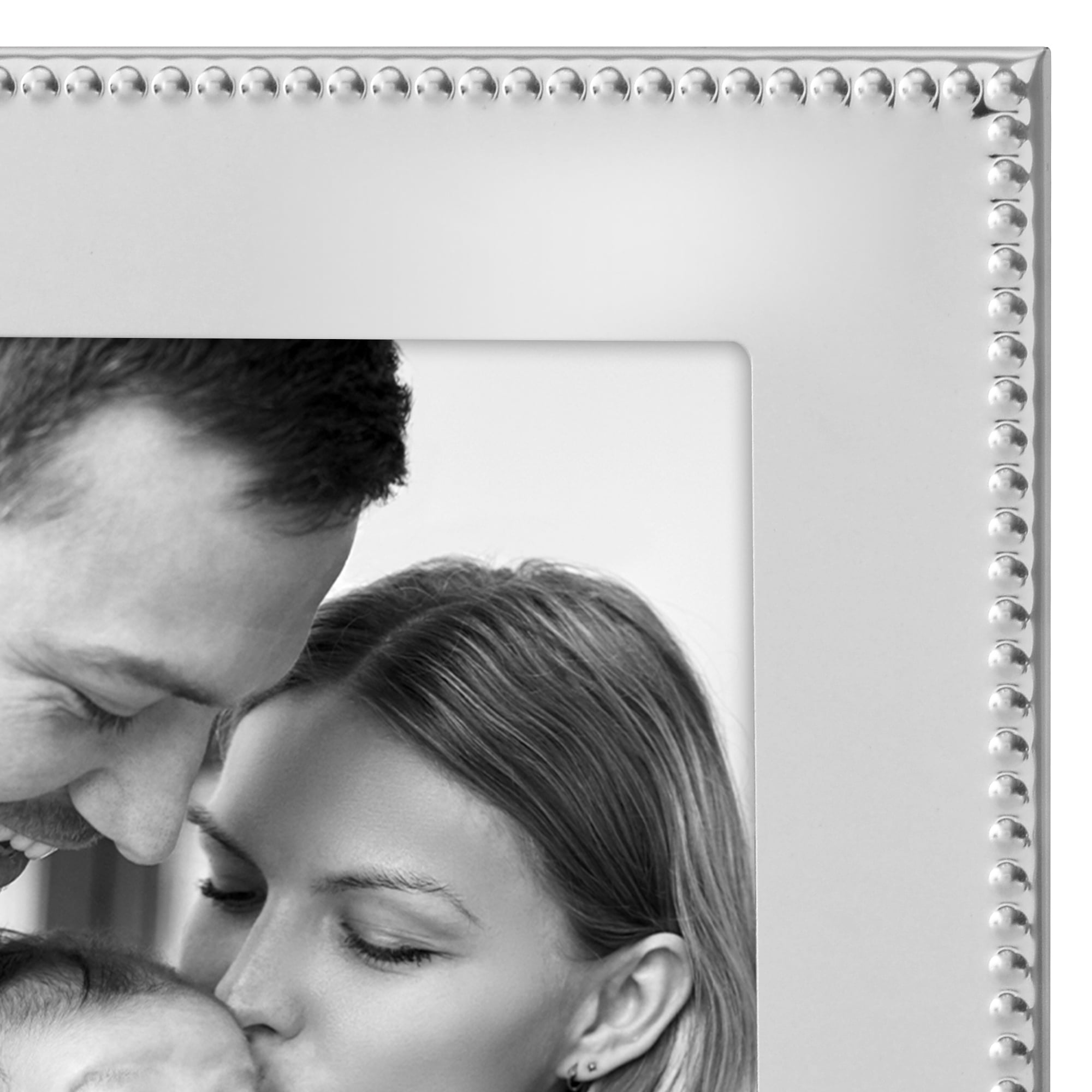 Americanflat 5x7 Picture Frame with Shatter-Resistant Glass Metal Beaded Style Detailing Elegant - Silver