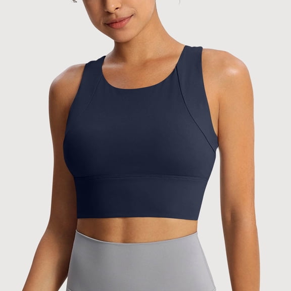 Abomasnow High Neck Sports Bra for Women Longline Full Coverage Sports Bras Medium Impact Wirefree Padded Workout Crop Tops for Yoga Gym