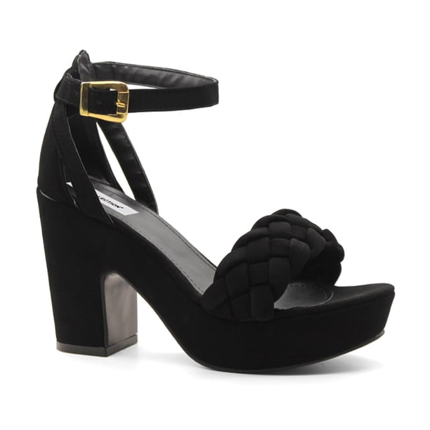 Sandalia con tacón Exterior Gamuza Color Negro Para Mujer De RBCOLLECTION