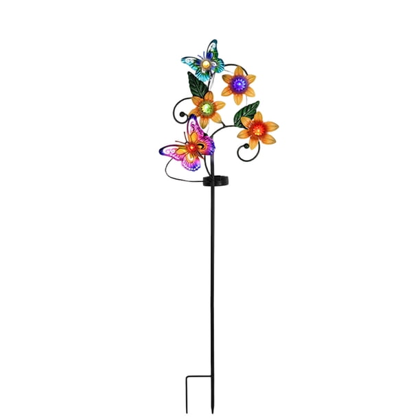 Luces solares para jardín | Luces solares de exterior con estaca para césped y caminos | Luces decorativas de hierro forjado con forma de abeja y mariposa