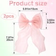 thumbnail image 2 of 2Pcs Large Hair Bow Clips, Silk Yarn Ribbon Bow Hair Barrette for Women, Elegant Long Tail Bowknot French Hair Accessories for Wedding, Parties, Festivals, 2 of 8
