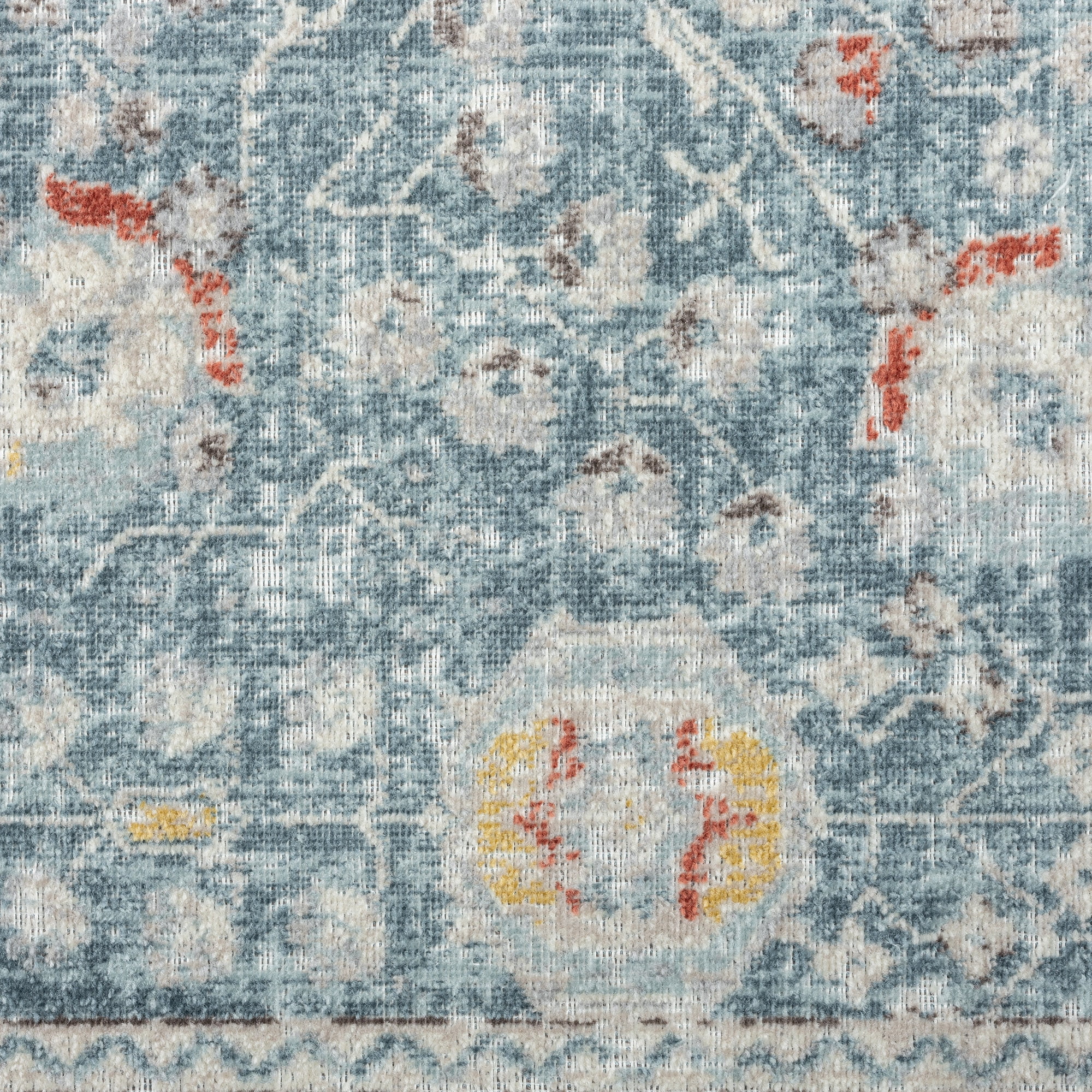 Ox Bay Blake 9' x 12' Indoor/Outdoor Area Rug, Blue/Rust Medallion, Durable and Easy Care