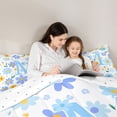thumbnail image 4 of Meiyoeat Lovely Wildflower Letter M King Size Comforter Sets 3Pcs for Girls Teens,Sweet Monogram Comforters King Size,Light Blue Yellow White,1 Comforter and 2 Pillowcases, 4 of 6
