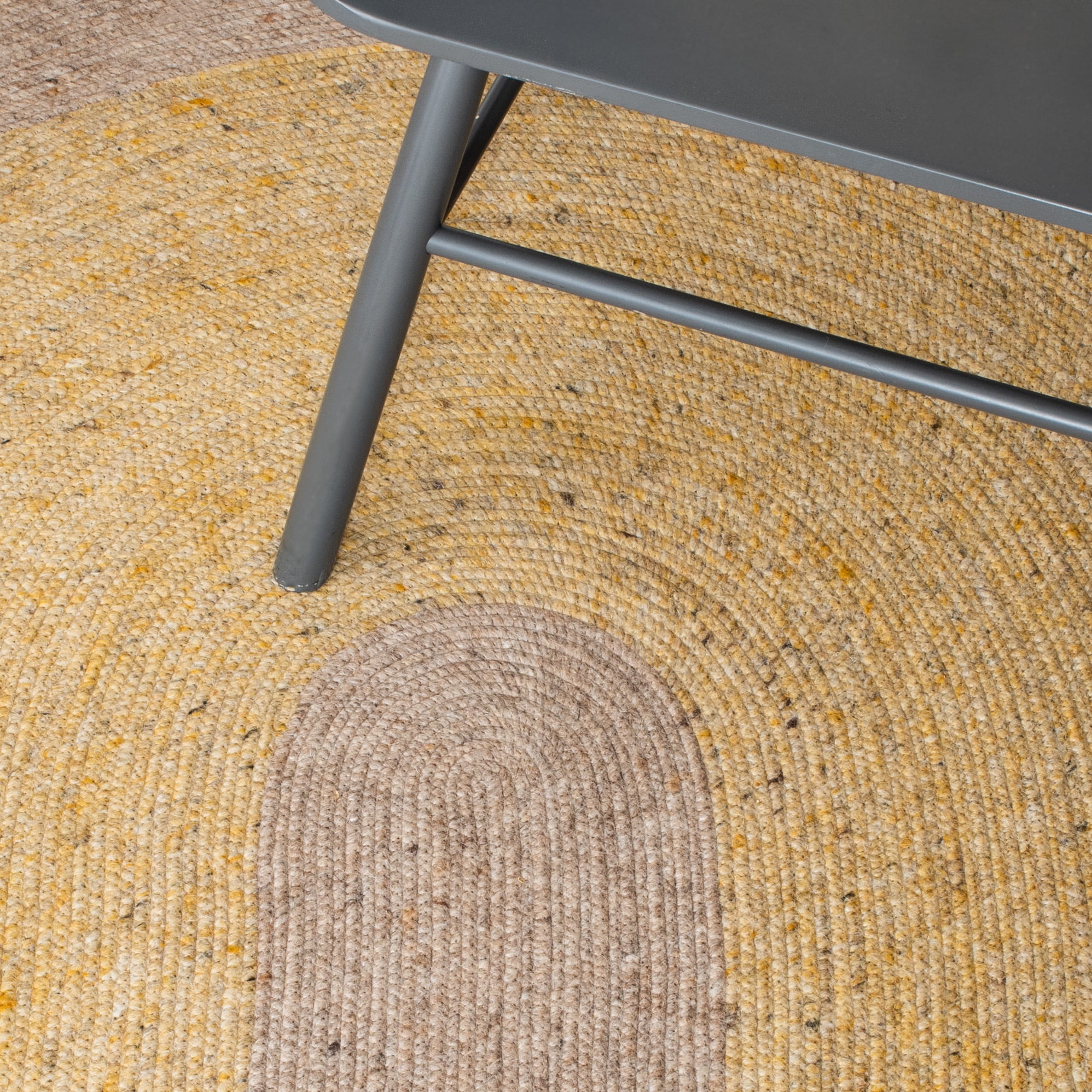 SAFAVIEH Braided Simon Bordered Reversible Area Rug, Gold/Beige, 5' x 7' Oval