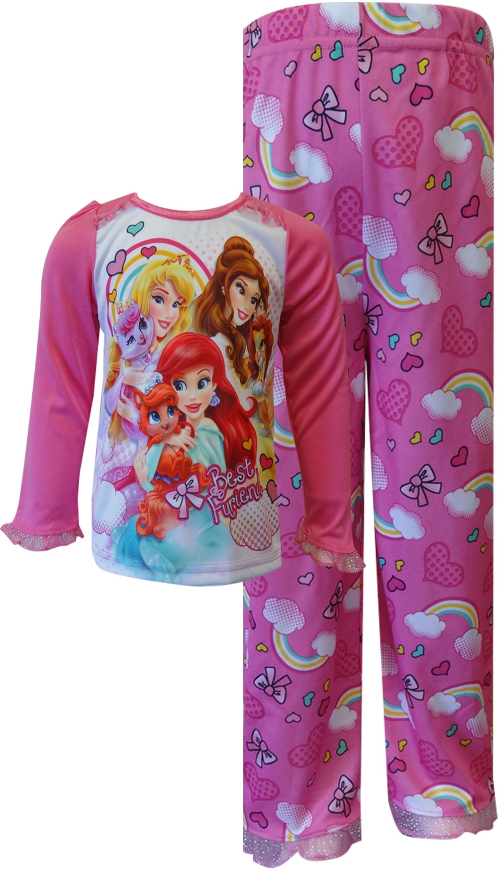 American Marketing Enterprises INC Girls Disney Princesses and Pets Hearts and Rainbows PJs