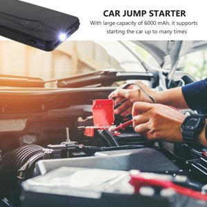 WRITWAA 1Set Car Jump Starter 6000mAh Black Portable Power Bank with USB Port for Vehicle Charging