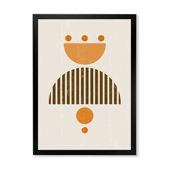 Designart 'Abstract Minimal Moon and Sun In Earth Tones II' Modern Framed Art Print