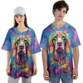 thumbnail image 4 of Hippie Vizsla Portrait oil painting Watercolor Tie-dye Vintage All Over Print 3D Baseball Shirt Vizslas Dog Lover Gifts Idea Softball Sport - 00015, 4 of 6