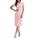 thumbnail image 2 of INSPIRAR CHIC Vestidos Midi de Punto Rayado de Manga Corta con Escote en V para Mujeres Casual de Verano S Rosa, 2 of 6