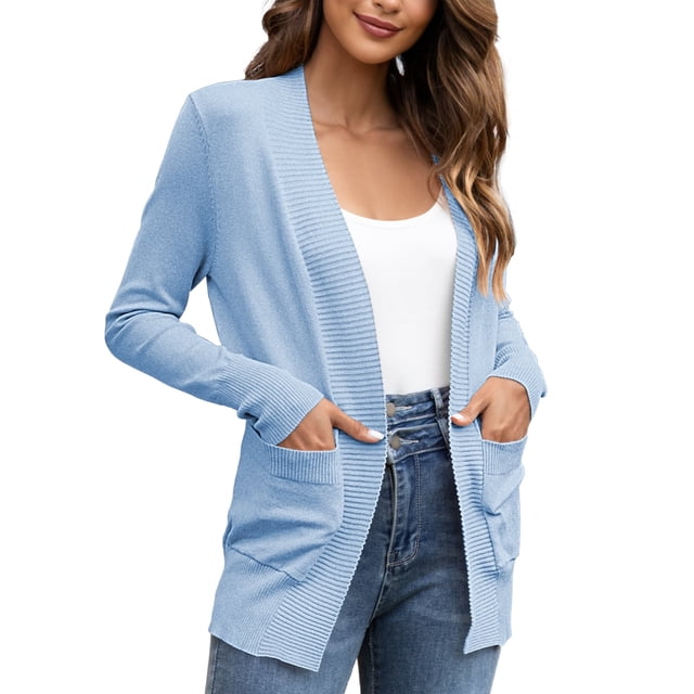 HKEDES Cardigan pour Femmes Cardigan Léger Décontracté en Tricot Chandails pour Femmes P-2x