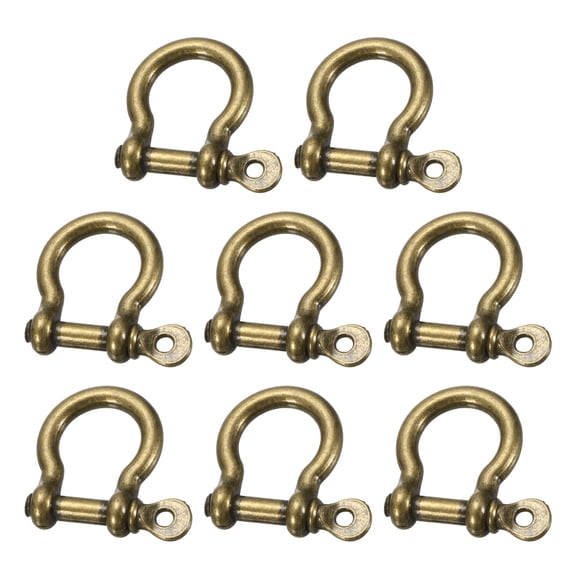 8Pcs Screw in Shackle, 8.5mm Zinc Alloy D-Ring Anchor Shackle,Dark Bronze