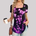 thumbnail image 2 of Blusa suelta de manga corta con cuello en V informal estampada a la moda para mujer OAVQHLG3B Store lin121212, 2 of 4