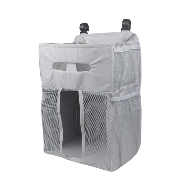 Cuna Ropa de cama Bolsa colgante Organizador colgante Organizador de guardería Bolsa de almacenamiento junto a la cama Pañal colgante, para niñas y Gris