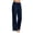 Navy, variant on Lenpel Casual Pants for Women Mid Rise Elastic Waist Drawstring Wide Leg Pants Loose Fit Beach Trousers with Pockets