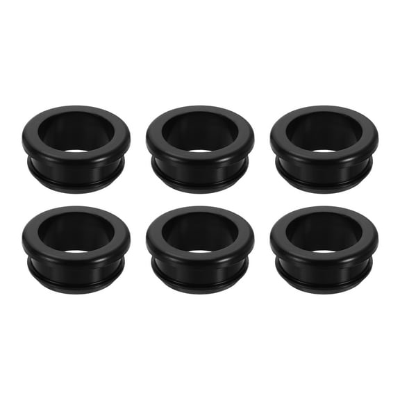 6 Pack Rubber Grommets Fit 1.1" (28mm) Hole Dia.0.61" (15.5mm) H 0.31"(8mm) ID Hole Top Hat Grommet Silicone Rubber Hole Plug Gasket, Black