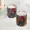 thumbnail image 2 of Yayeee 2 Pack Qtip Holder Bathroom Cotton Swab Canister with Lid Clear Dispenser Set, Beige Wavy Plaid, 2 of 6