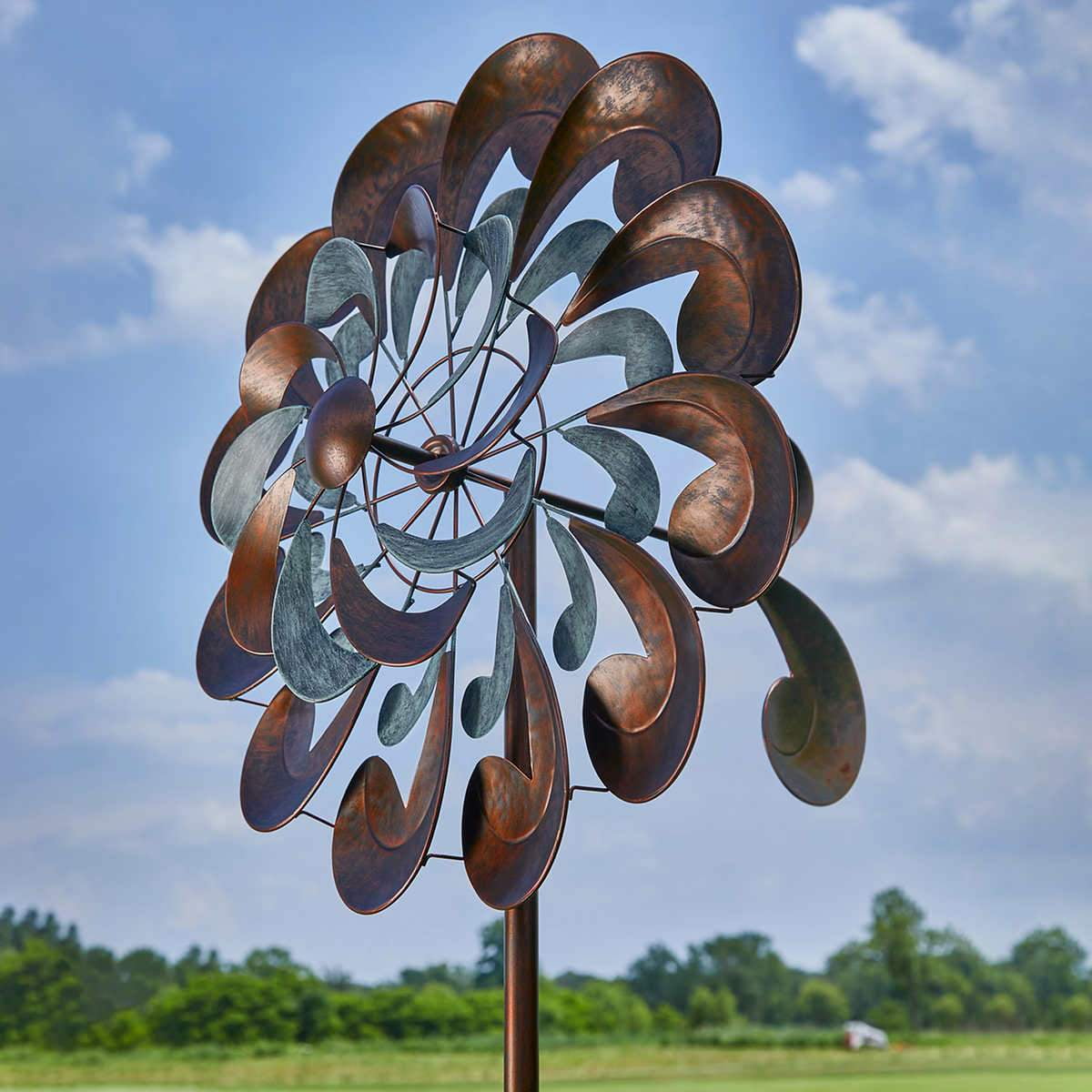 Metal Wind Spinner Windmill Catcher with Stake Garden Wind Sculpture Decoration
