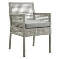 thumbnail image 5 of Modern Contemporary Urban Design Outdoor Patio Balcony Garden Furniture Side Dining Chair Armchair, Set of Four, Rattan Wicker, Grey Gray, 5 of 6