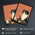 thumbnail image 2 of Artery8 Tuxedo Cat Drinking Wine with Cheese Painting For Kitchen Extra Large XL Wall Art Poster Print, 2 of 5