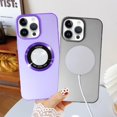 thumbnail image 5 of Designed for iPhone 14 Pro Max Matte Case Compatible with MagSafe TPU Magnetic with Logo View Design for Women Girls Men for iPhone 14 Pro Max 6.7"-Purple, 5 of 12