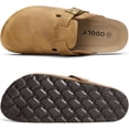 thumbnail image 5 of Comwarm Vegan Leather Clogs for Womens Mens, Cork Footbed Potato Slip On shoes for Women with Arch Support, British Tan, 5 of 6