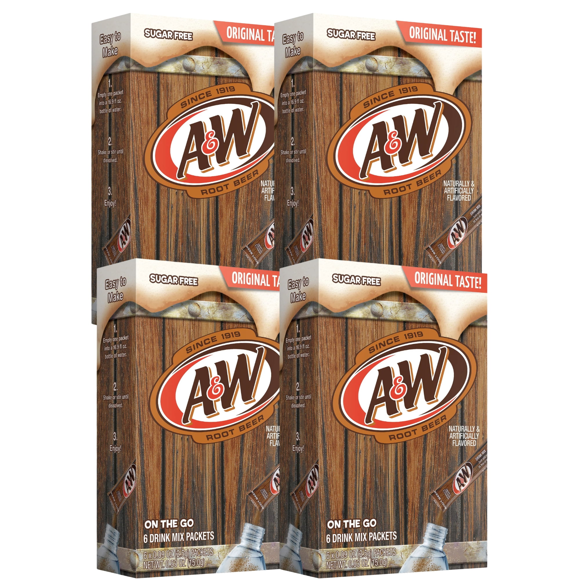 A&W Singles To Go Powder Drink Mix Sugar Free NonCarbonated Root Beer