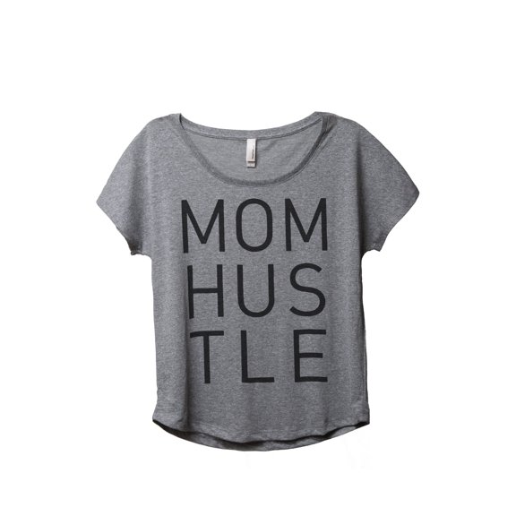 Thread Tank Mom Hustle Women's Relaxed Slouchy Dolman T-Shirt Tee Heather Grey Small