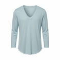 thumbnail image 4 of Muscularfit Muscle T Shirt Men Cotton Shirts Baggy Vintage T Shirts Tshirts 3/4 Sleeve V-Neck Blue Classic T-Shirt Tee Shirts Mens,L, 4 of 6