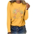 thumbnail image 1 of Pisexur Hauts d'Automne pour Femmes Mode Mignon T-Shirt Imprimé Graphique Hauts Col Rond Manches Longues Chemises pour Femmes Habillées Décontractées Sorties Hauts Confort Polyvalents Légers T-Shirts, 1 of 5