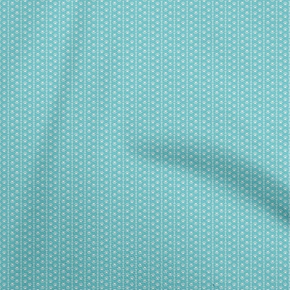 oneOone Cotton Cambric Aqua Blue Fabric Bone & Paw Sewing Craft Projects Fabric Prints By Yard 56 Inch Wide