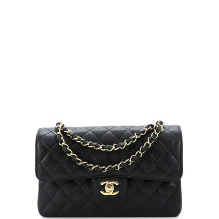 Pre-Owned Classic Double Flap Bag Quilted Caviar Small by Rebag