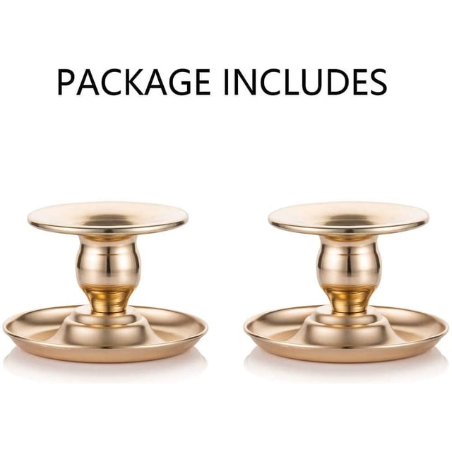 2 piezas de candelabro de latón dorado Metal adecuado para candelabros y velas de pilar para escaparate y chimenea